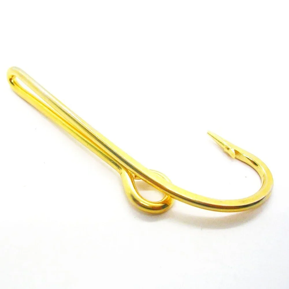 Vintage Tie Clip Bar Fishing Hook Sport Fisher Gift Money Clip Formal Wear Neckt
